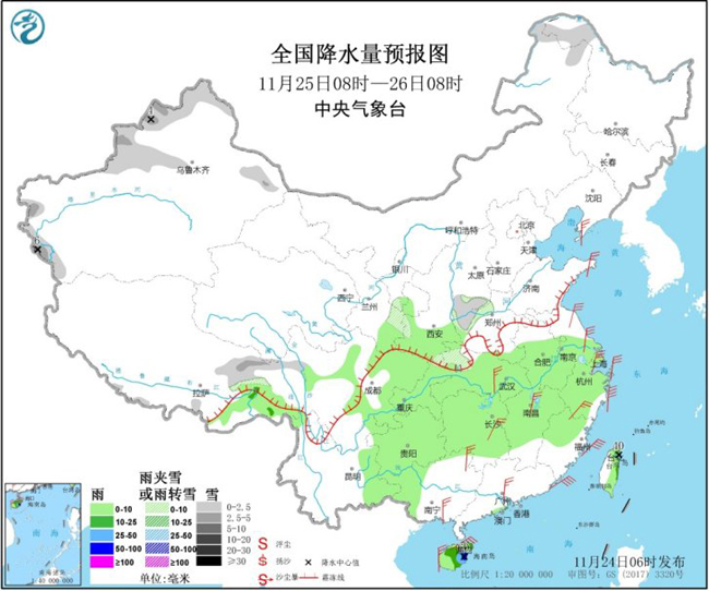 中国气象局@寒潮蓝色预警持续中 大风降温天气将蔓延至华南