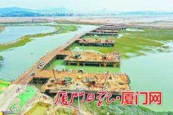 厦门市重点工程滨海东大道九溪大桥建设提速