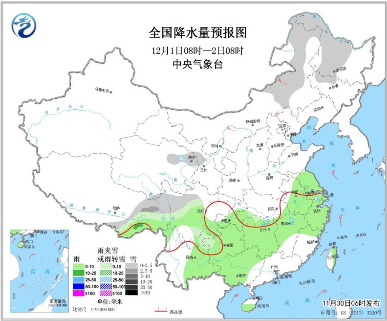 「中国气象局」西北及东北地区有降雪 北方大部有大风降温天气