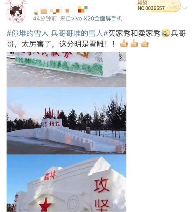 #环球网#快来围观！你堆的雪人VS兵哥哥堆的雪人
