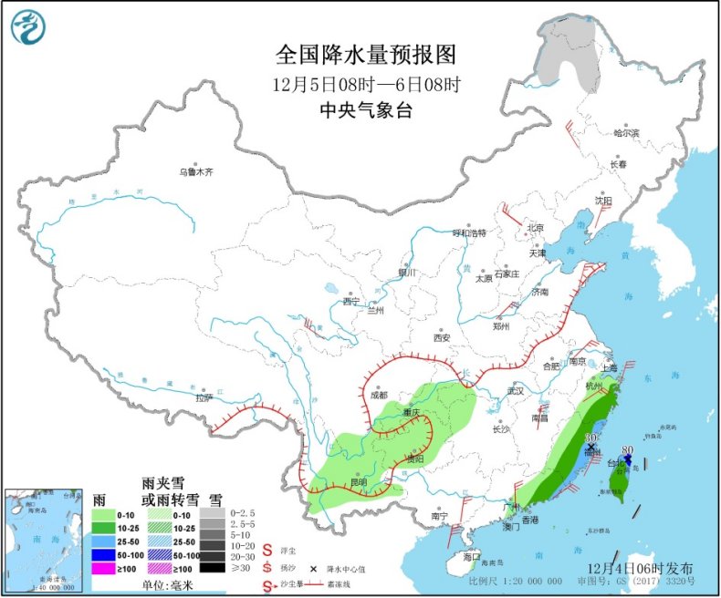 中国气象局：我国南部海区有大风 东南沿海等地将有中到大雨