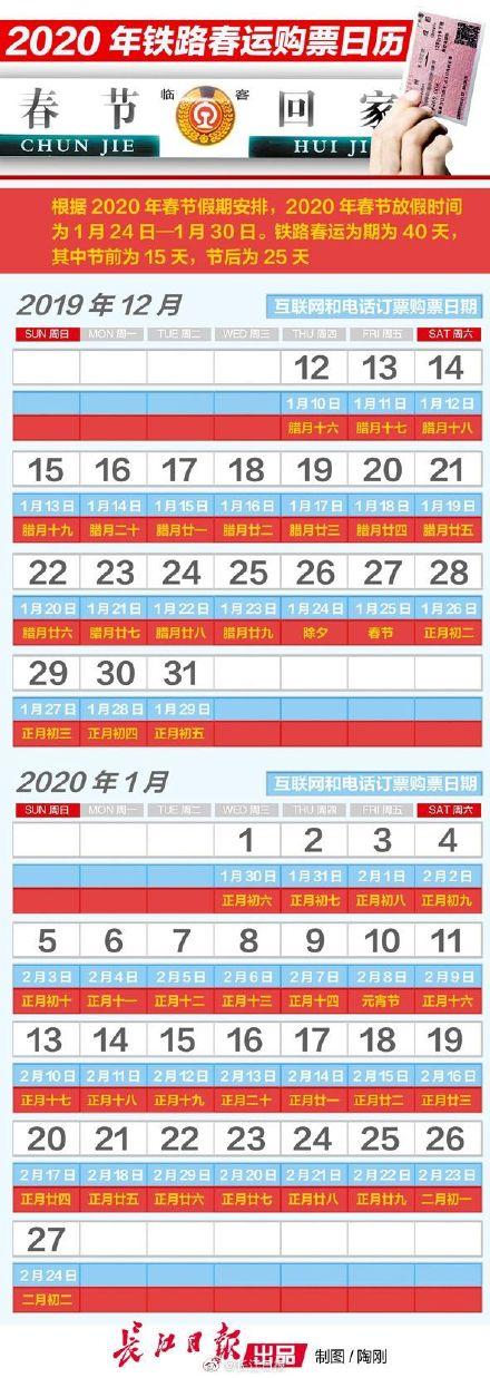 「光明网」买票必备！2020年铁路春运购票日历来了