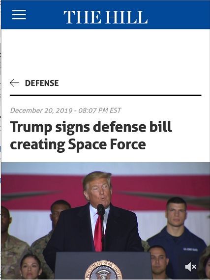 【环球网】特朗普签字，美国正式创建太空军！