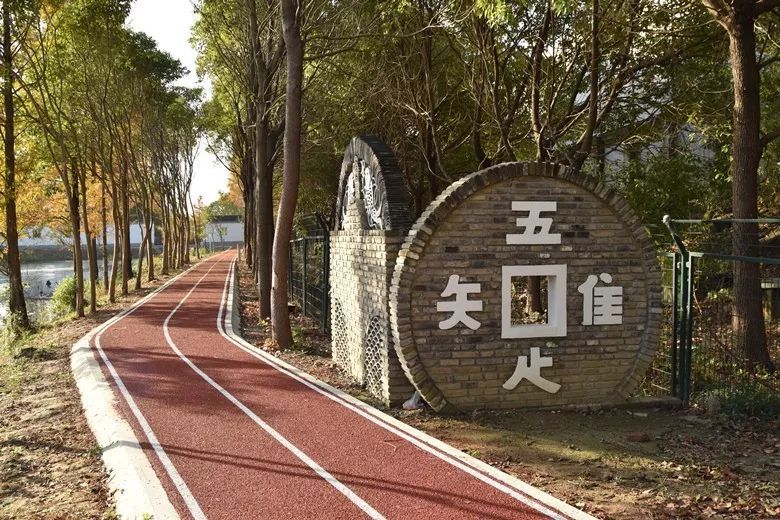 八字桥村健身步道,整条步道面积294平方米,是清晨,傍晚时分健身休闲