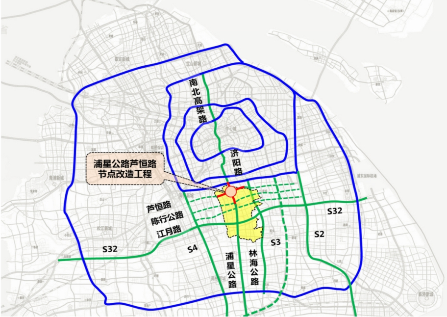 浦星公路跨蘆恆路節點改造工程位置圖