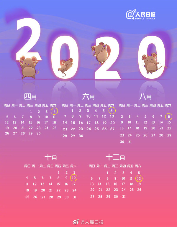 「文汇报」2020年竟然有五个神奇周六！网友：六到起飞，不许愿都对不起自己