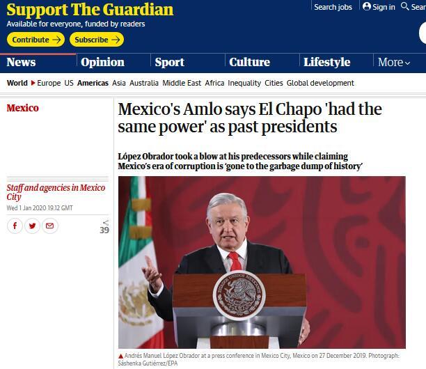 环球网：墨西哥总统向前任“开炮”：大毒枭曾拥有与他们相同的权力