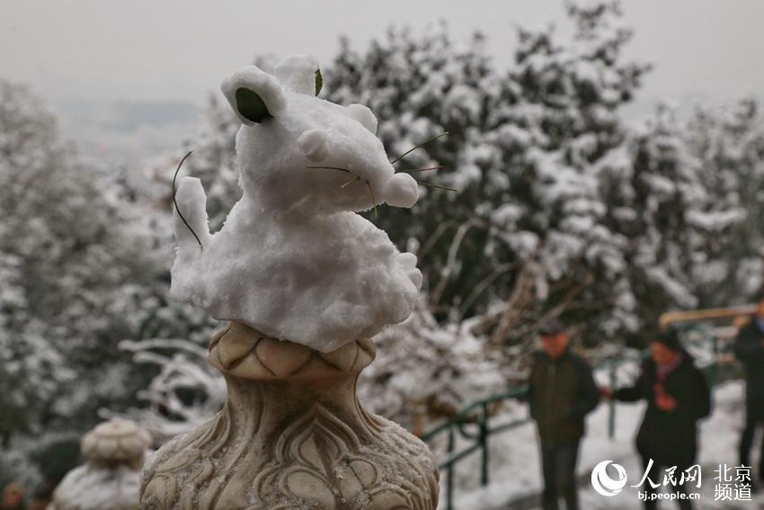 #人民网-北京频道#组图：2020年初雪至 北京景山公园变身雪后打卡地