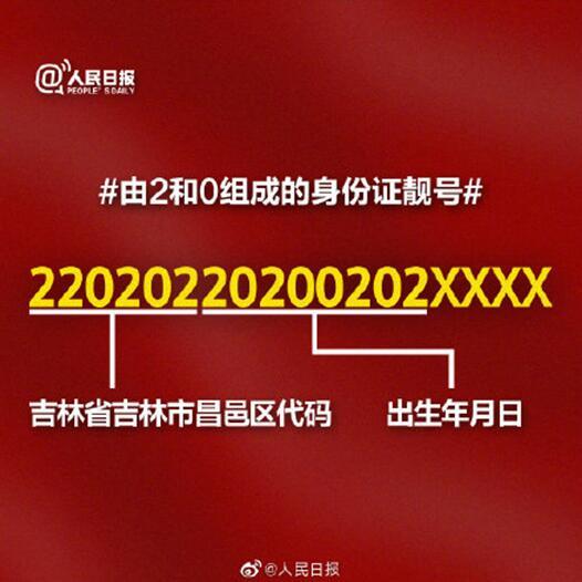 「环球网」有意思！由2和0组成的身份证靓号： 22020220200202XXXX