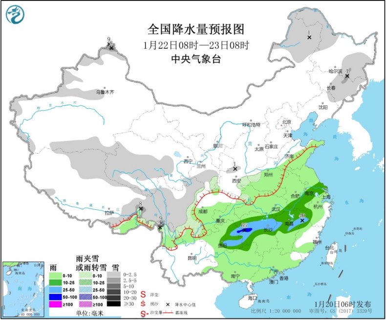 「中国气象局」黄淮江淮等地有大雾和霾江淮江南华南等地将出现较强降雨