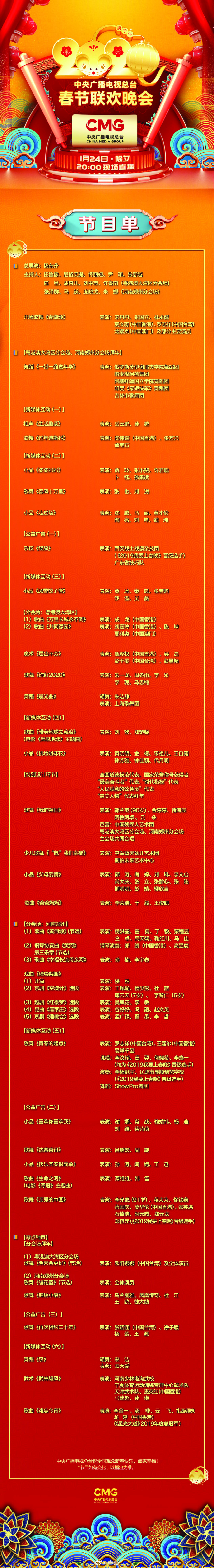 「文汇报」央视春晚节目单来了