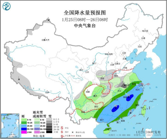 [中国气象局]新年伊始黄河以南地区雨雪相伴