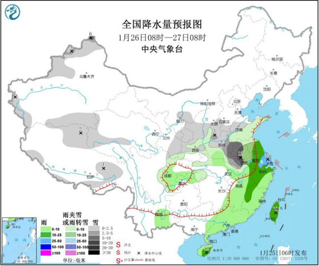 [中国气象局]新年伊始黄河以南地区雨雪相伴