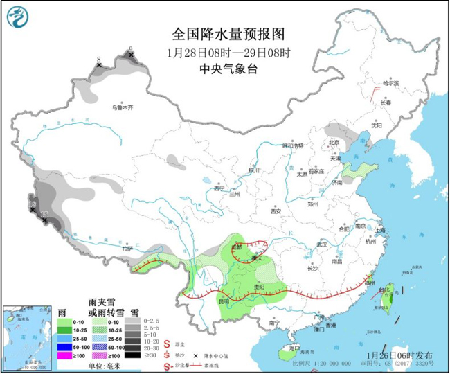 中国气象局■黄河以南大范围雨雪天气即将结初四后全国大部天气转好