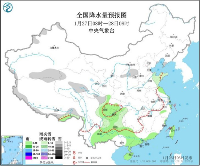 中国气象局■今日黄淮等地仍有降雪 27日起降水过程趋于结束