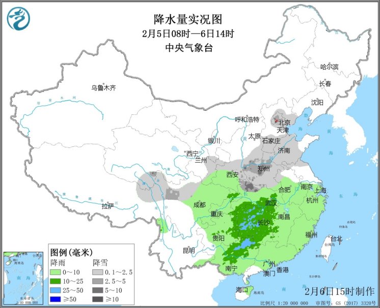 中国气象局■2月5日至6日我国中东部地区出现明显雨雪天气