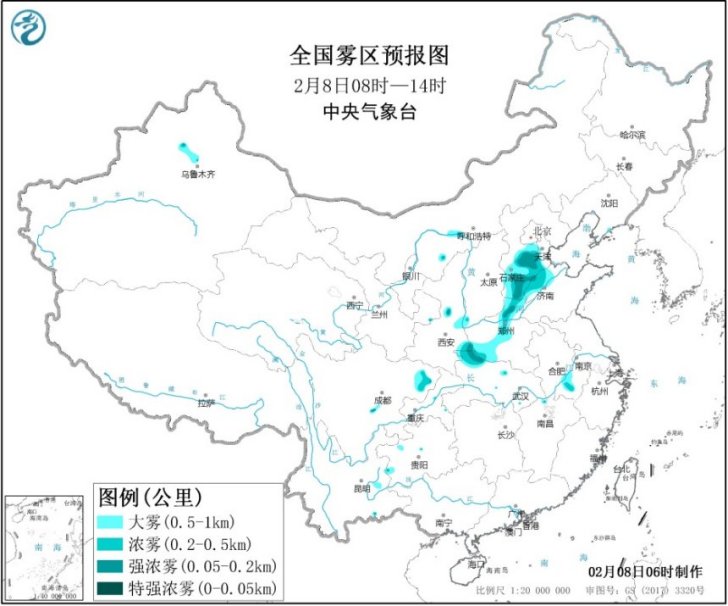 中国气象局■华北黄淮等地有大雾 西南地区等地阴雨不断