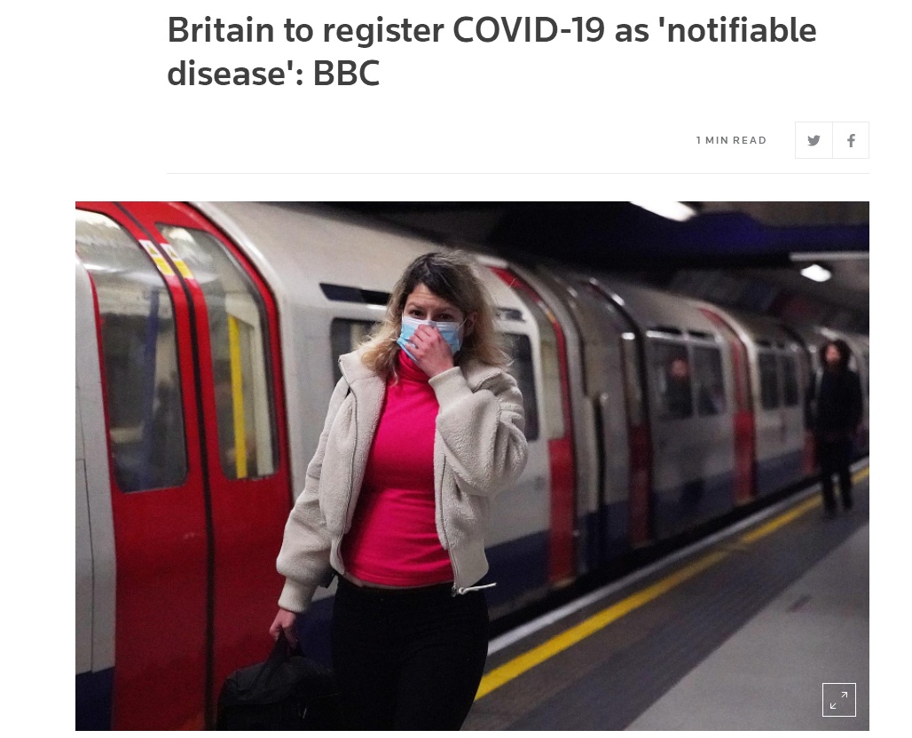 「肺炎」快讯！英国正式将新冠肺炎列为“依法须向官方汇报的疾病”