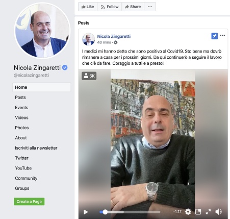 央视新闻▲意大利民主党党首津加雷蒂确诊新冠肺炎