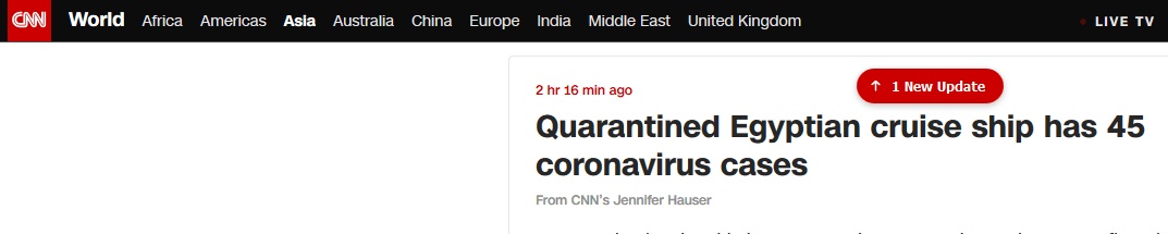 【尼罗河】尼罗河游轮新增33例新冠肺炎确诊患者，埃及境内累计48例