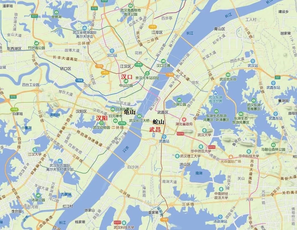 武汉三镇的位置黄鹤楼武汉市武昌区的黄鹤楼是江南三大名楼之一.