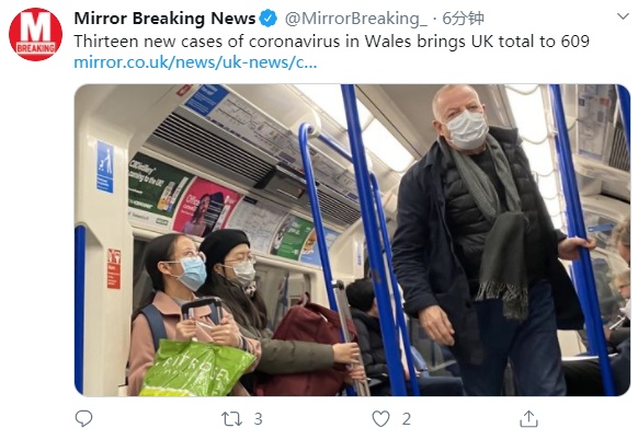 「」威尔士新增13例新冠肺炎确诊病例 英国累计609例