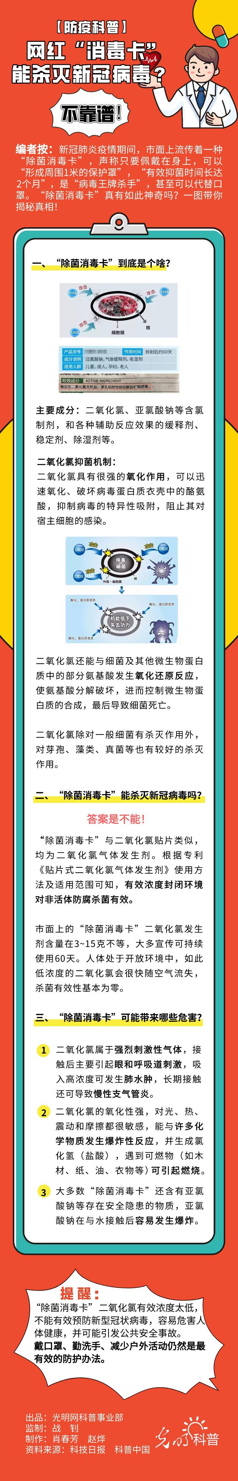 ##网红“消毒卡”能杀灭新冠病毒？不靠谱！