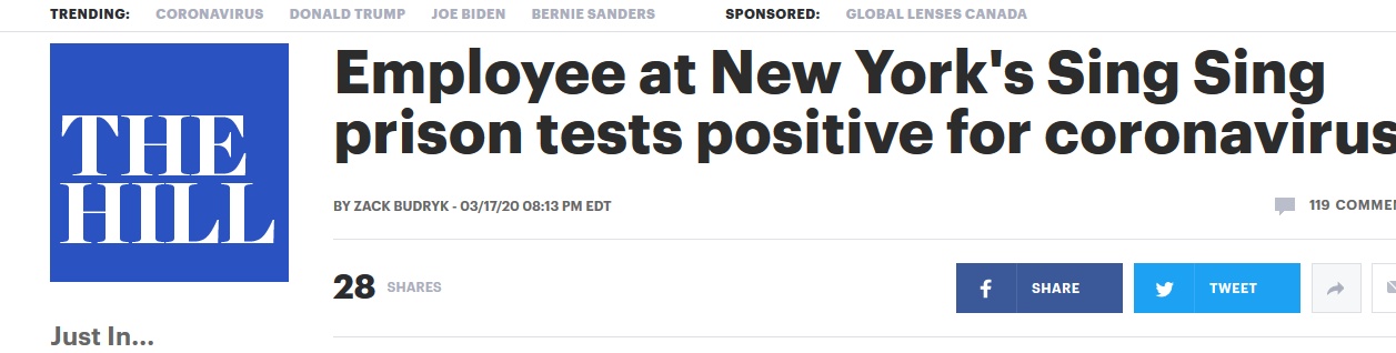 『疫情』美国一惩教所工作人员感染新冠病毒,该设施关有约1300名犯人