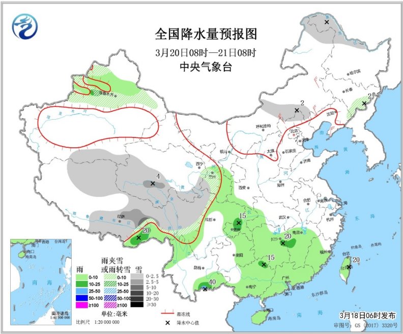 中国气象局：江南华南多降雨 华北等地有大风
