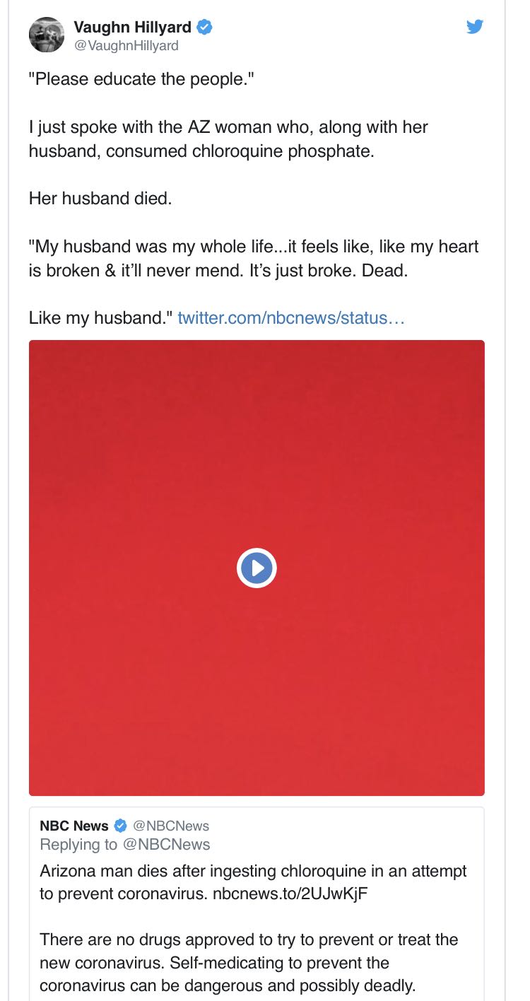 『羟氯喹』厨房里的“特效药”？美国夫妇误将鱼缸清洁剂当成新冠特效药服用，丈夫死亡妻子病危