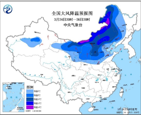 [寒潮]寒潮预警：部分地区降温12℃以上，北京大部最低温降至冰点