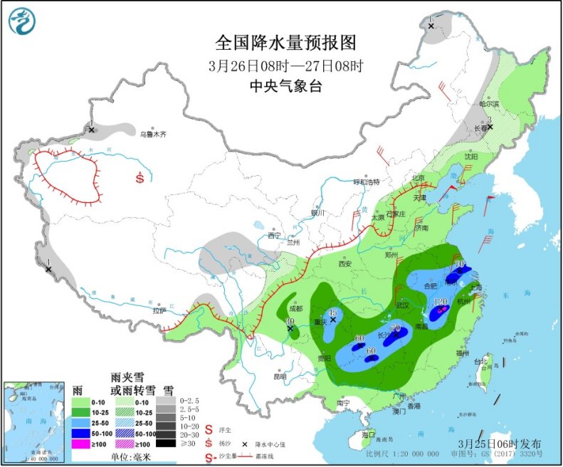 #中国东部#较强冷空气将影响我国大部地区中东部地区将出现大范围降水