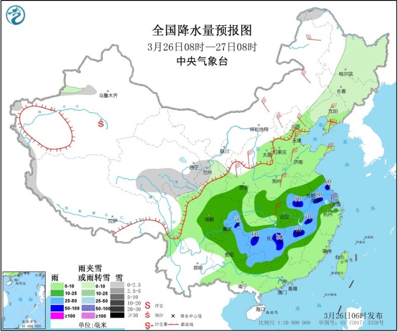 「广西强降雨」较强冷空气继续影响我国大部地区江南华南等地有较强降雨