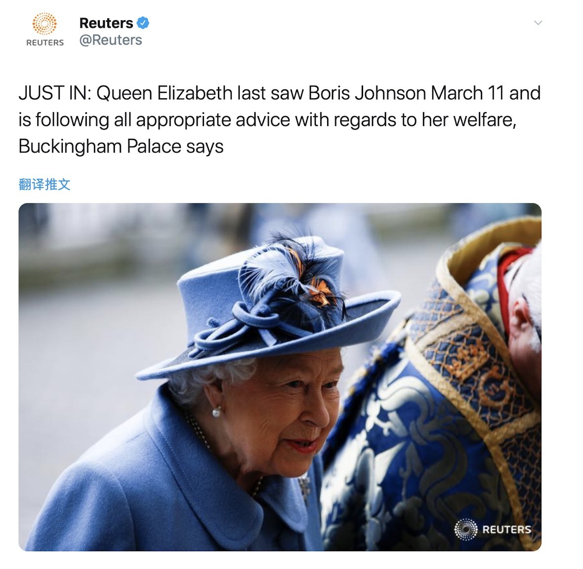 『国际社会』英国首相感染，白金汉宫声明：女王上次见他是在11日，正遵照健康建议