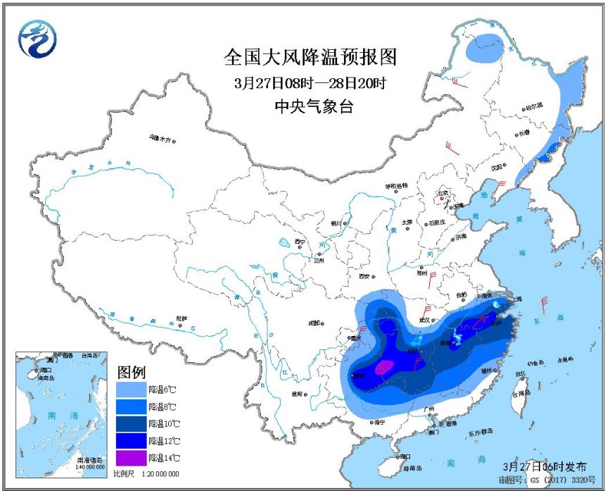 中国气象局：寒潮蓝色预警