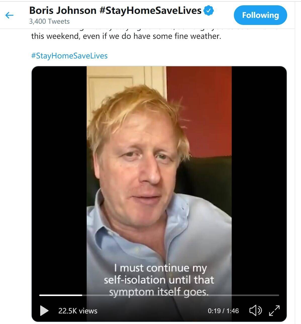 「国际社会」快讯！约翰逊：仍有一些发烧，将延长隔离期