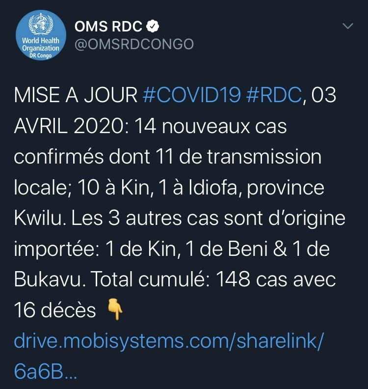 『肺炎』刚果（金）新增14例新冠肺炎确诊病例 累计148例