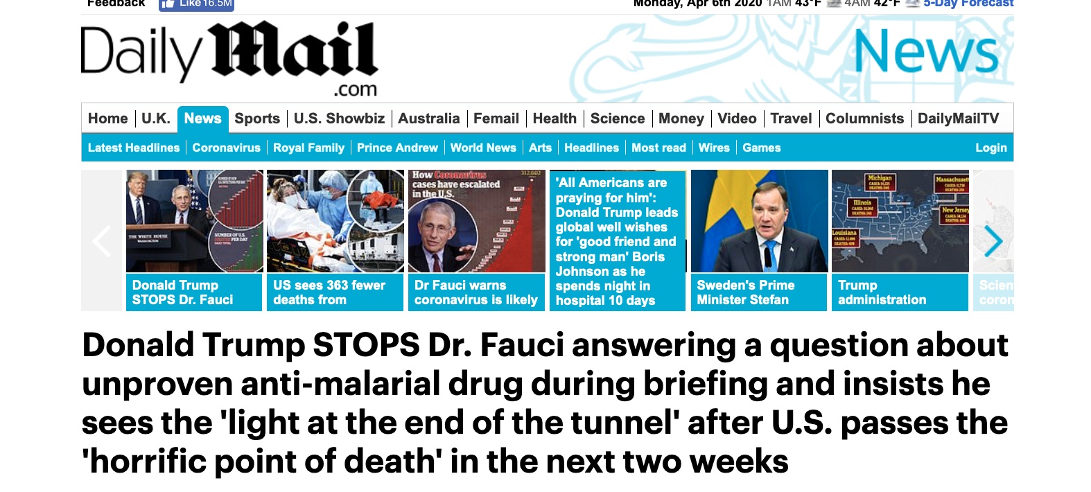 #特朗普#记者问福奇怎么看总统推荐药物，特朗普当场拦下