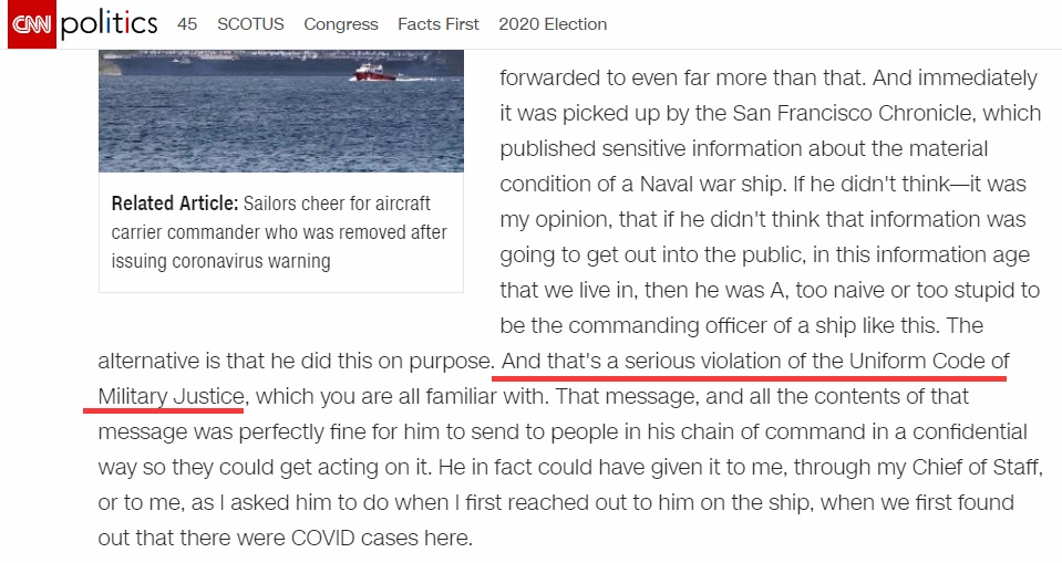 #海军#“罗斯福”号航母官兵气炸！美代理海军部长怒斥舰长录音曝光