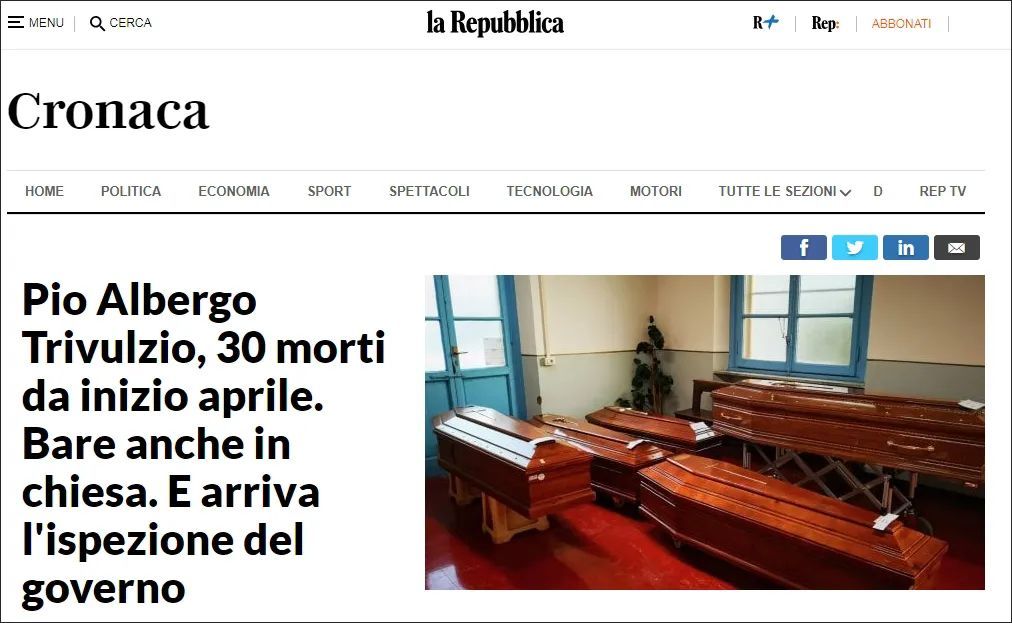 民生@意大利一养老院护理人员集体逃离，有老人饿死