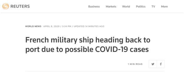 航母▲法国唯一现役航母“中招”？“戴高乐”航母上有舰员出现感染新冠病毒相关症状