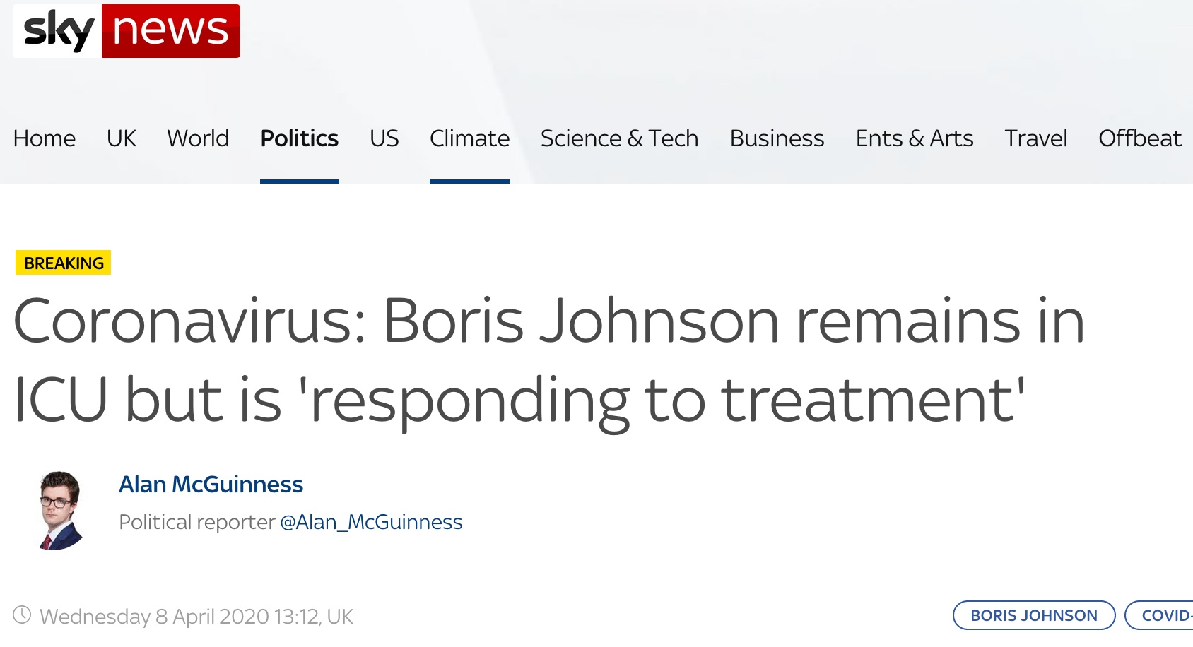 「唐宁街10号」快讯！唐宁街10号：首相还在ICU，但治疗已见效果