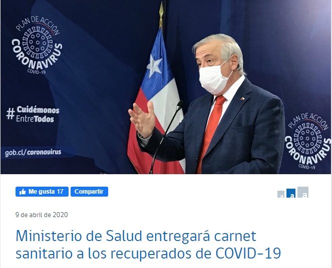 『肺炎』智利将发放新冠肺炎治愈证明