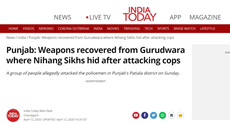 #国际社会#印媒：印度一武装组织成员无视疫情“宵禁令”拒不配合检查，还砍下警察一只手……