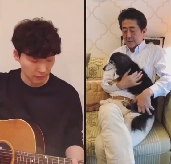 『星野』安倍发抱爱犬喝茶居家视频呼吁民众宅家却挨批，日本网友: 明明什么问题都没解决