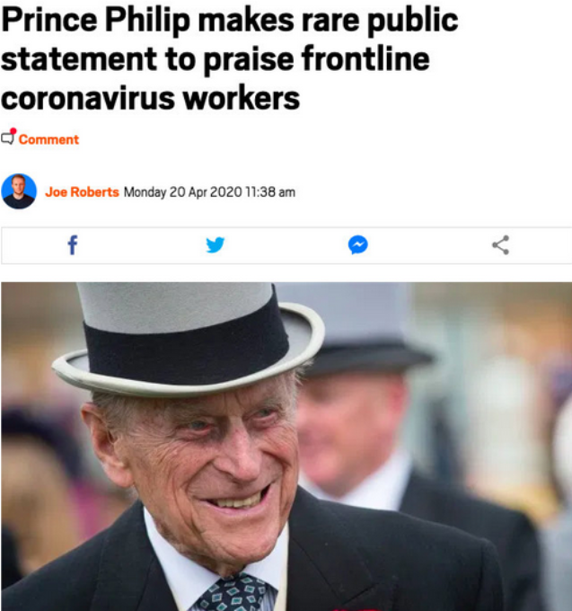 「菲利普亲王」英国菲利普亲王发表罕见公开声明，感谢参与抗疫的人士