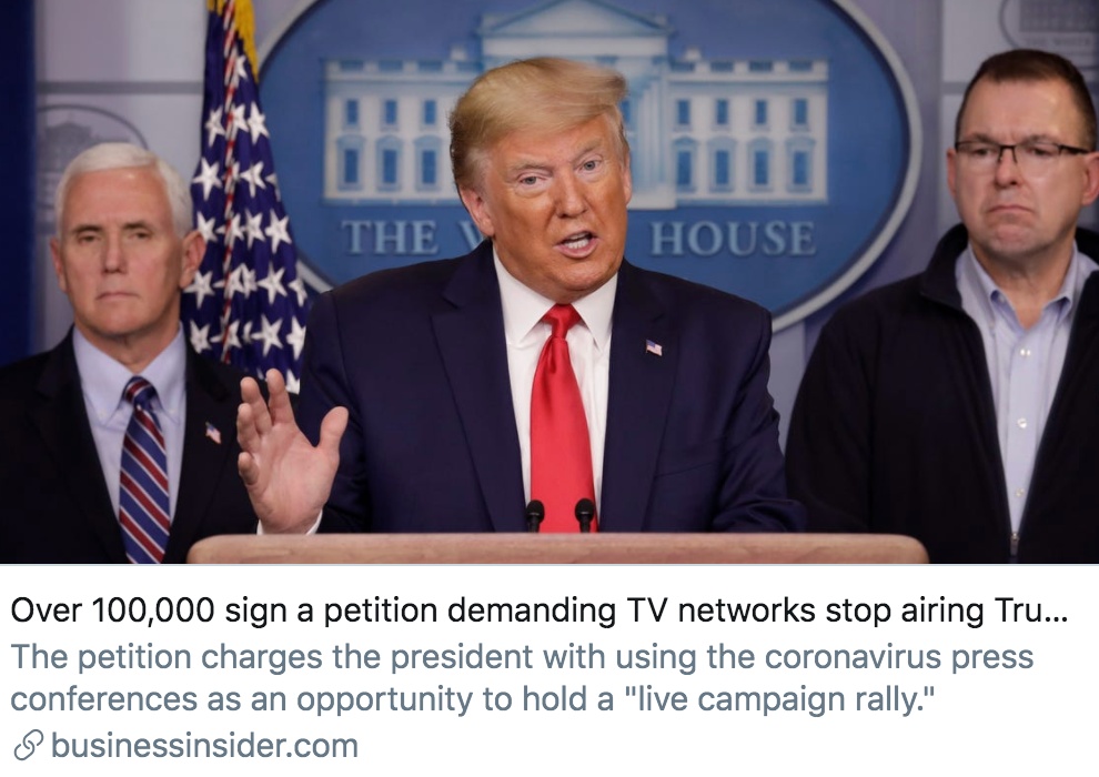 「特朗普」特朗普白宫疫情简报会变成“表彰会”？近10万民众请愿取消