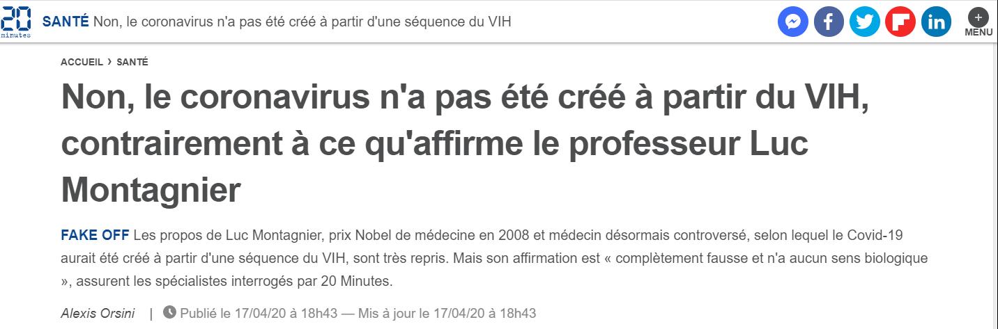 [科学]世卫组织和法国专家齐声反驳：没有任何证据显示新冠病毒是人工合成的