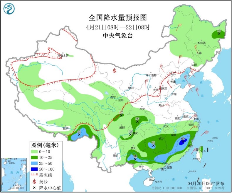 冷空气@冷空气继续影响华北东北等地 南方迎新一轮降水