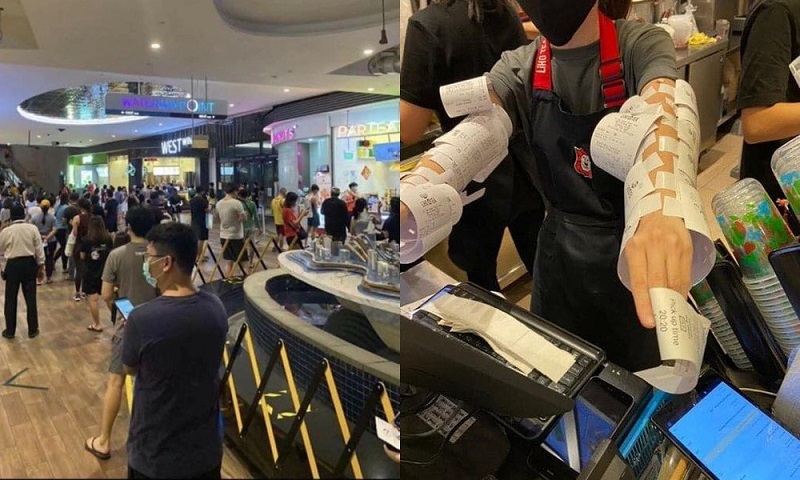[珍珠奶茶]新冠疫情引发新加坡珍珠奶茶抢购潮，店员双手贴满单，一杯要等半小时